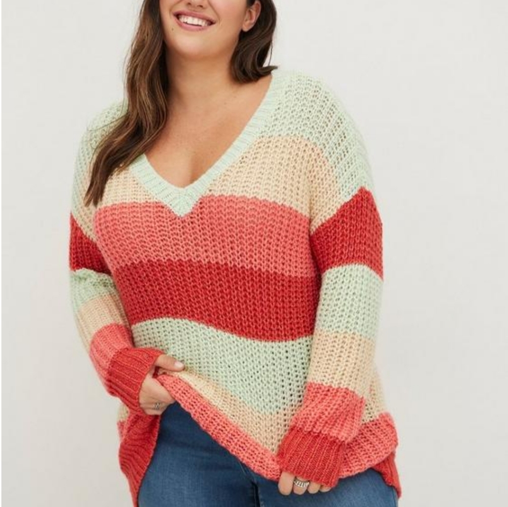🧡❤ Plus Size 2X Torrid Colorful Pullover Knit Sweater Womens